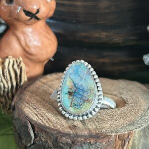 925 Sterling Spider web Opal ring